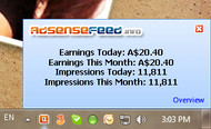 Adsense Earning System tray Tracker screenshot